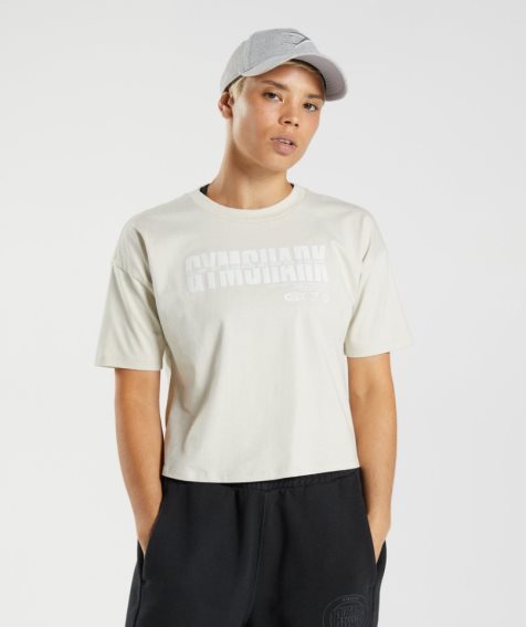 Women's Gymshark GS10 Year Midi Cropped Tops Cream | CA 0A186D